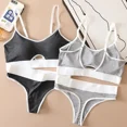 thumbnail image 2 of Conjunto de sujetador y bragas deportivos sin costuras para mujer, ropa interior de algodón calada, sujetadores push-up en la espalda en U, conjunto de lencería Sexy cómodo, 2 of 5