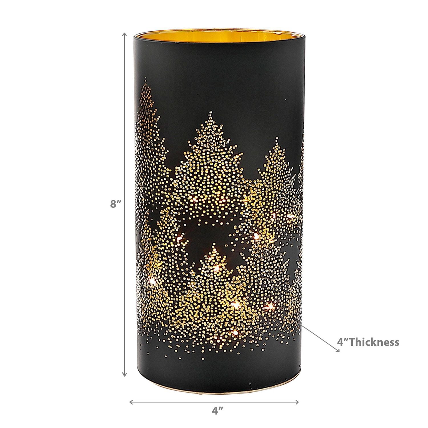 Christmas Led Black Glass Stand Forest 8"