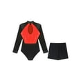 thumbnail image 4 of Eandarui Womens Ballet Dance Costume Sparkly Metallic Gymnastic Dance Performance Outfit Red M, 4 of 5