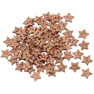 TureClos 200pcs Wooden Star Buttons 2 Holes Sewing Scrap-booking Buttons  Embellishment DIY Craft Decoration 