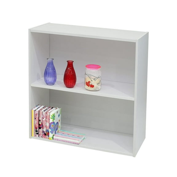 White Wood 2-Tier Shelf Bookcase Storage Organizer