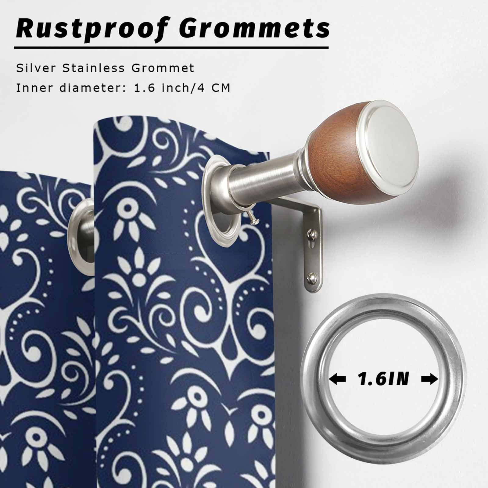 Outdoor Curtains for Patio Waterproof, Navy Blue Spring Floral Windproof Pravicy Outside Porch Blackout Curtain, Modern Abstract Art Farmhouse Sun Blocking Grommets Curtains for Cabana 54"x108"
