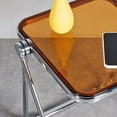 thumbnail image 4 of 16.2"×14.1" Acrylic Folding Side Table, Portable Lightweight End Table, Sturdy Metal Frame and No Assembly Required, Space-Saving Design for Living Room, Bedroom and Small Room, Tawny, 4 of 6