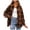 Coffee, variant on Women's Oversized Plaid Flannel Button Down Shacket Jacket with Pockets (Yellow, L)