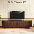 thumbnail image 5 of Easoger 70" TV Stand with Curved Profile Sliding Doors, Entertainment Center Fits TVs Up to 75'', Faux Marble Top, Spacious Console Table with Adjustable Shelves for Living Room, Bedroom, Brown, 5 of 7