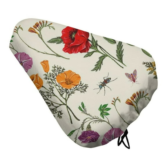 Beautiful Flowers Bike Seat Cover Waterproof and Dustproof Adjustable Soft Saddle Cushion Covers