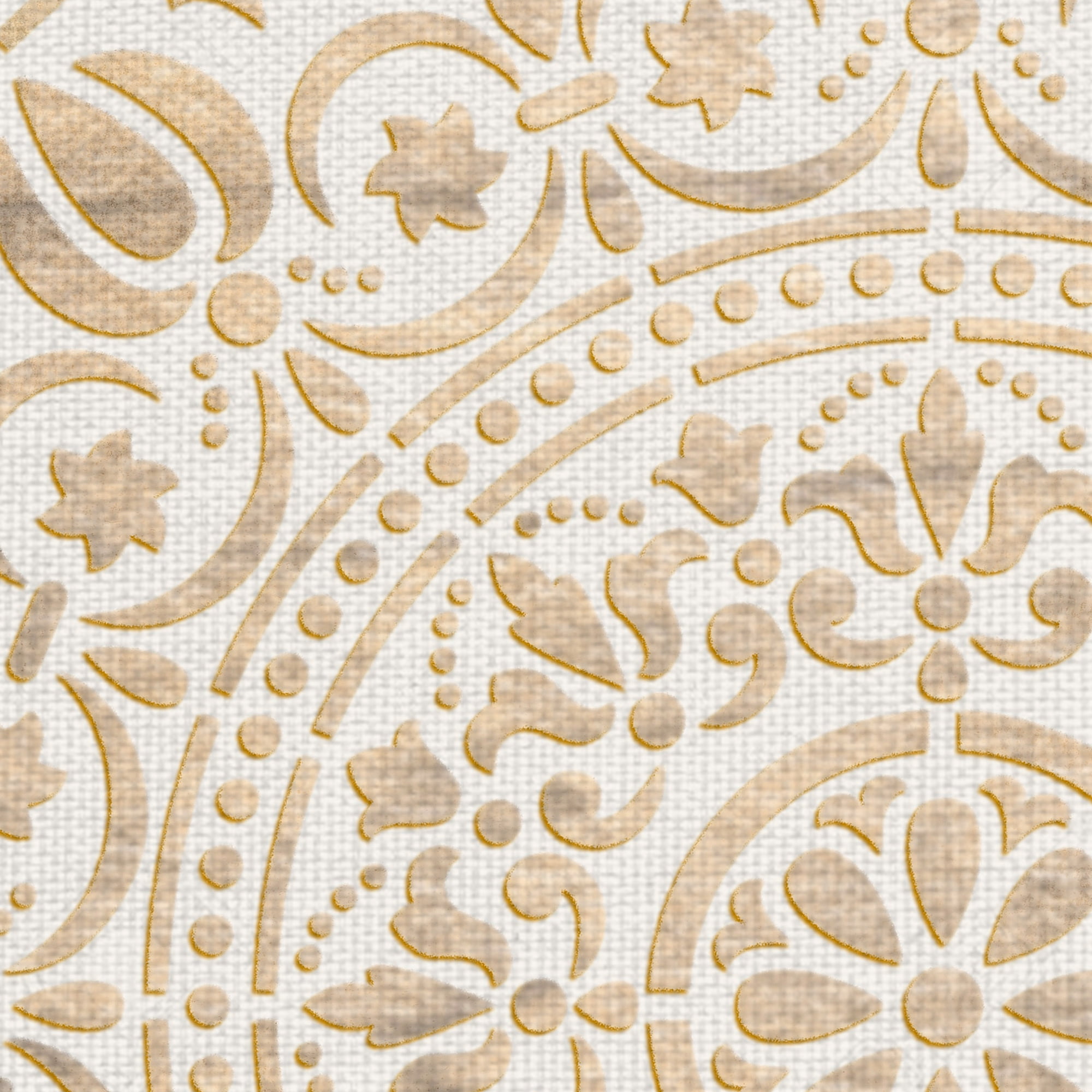 Masterpiece Art Gallery Ornamental White Gold Medallion By Belle Maison Canvas Art Print 30" x 30"