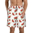 thumbnail image 2 of Uemuo Hand Drawn Watermelon Pattern Men's Swim Trunks Hawaiian Beach Bathing Suit Swimsuits Beach Quick-Dry Shorts with Pockets-Small, 2 of 9