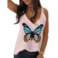 thumbnail image 1 of DYMADE Haut à Manches Courtes Women V Neck Floral Papillon Print, 1 of 2