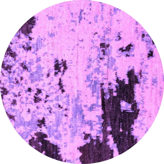 Ahgly Company Indoor Round Abstract Purple Modern Area Rugs, 8' Round