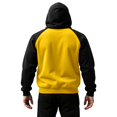 thumbnail image 5 of Pullover Hoodie for Men Classic Raglan Long Sleeve Drawstring Hooded Sweatshirt Kangaroo Pocket Casual Athletic Style Yellow M, 5 of 5