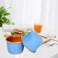 thumbnail image 4 of 50pcs Cupcake Cups Disposable Muffin Liners Small Baking Cups Round Aluminum Foil Cake Desserts Trays Containers blue gold, 4 of 5