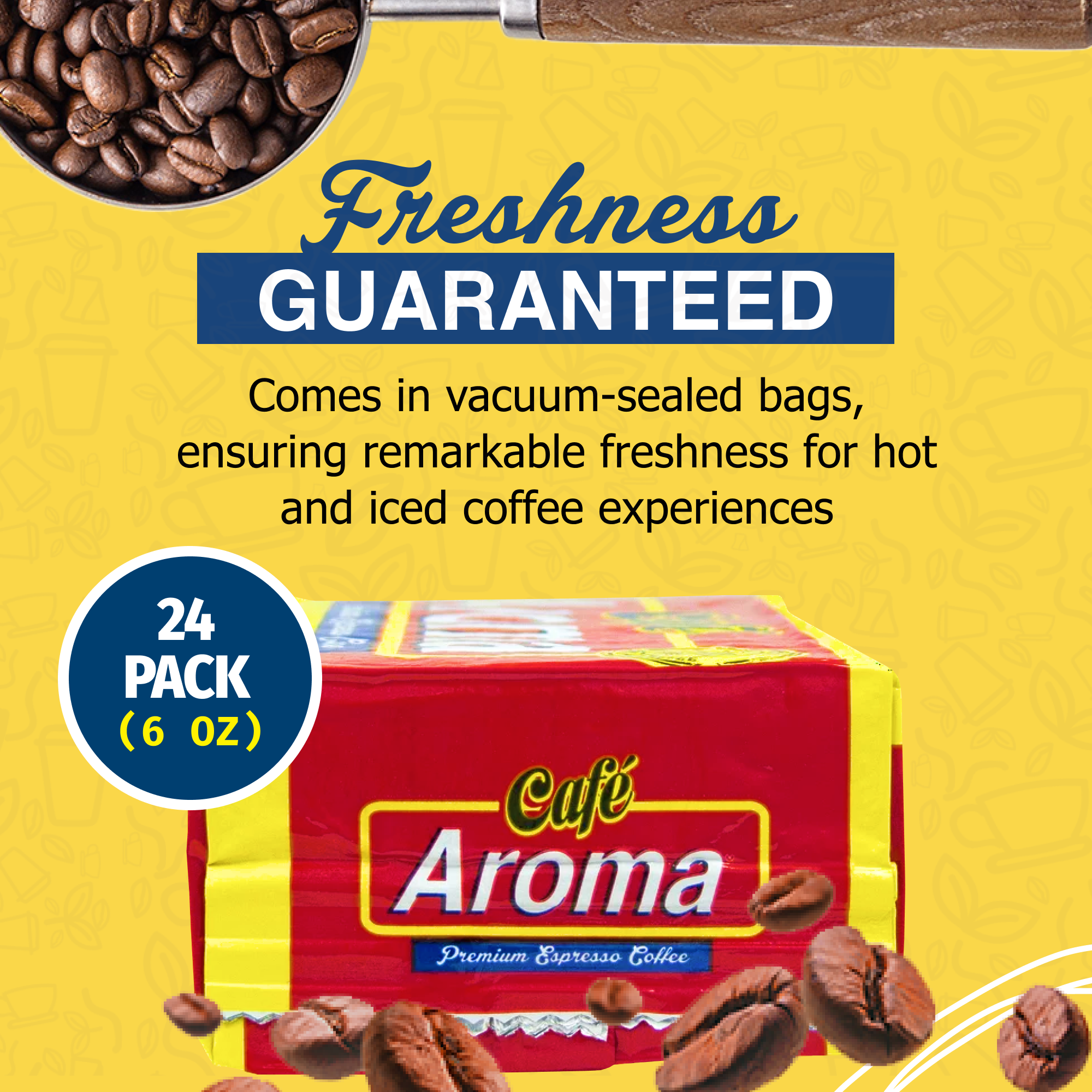 Cafe Aroma Cuban Style Premium Ground Espresso, Dark Roast, 24 Pack of 6 oz Bricks