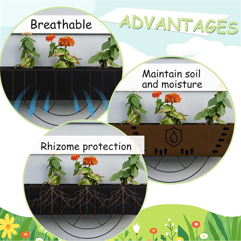 4 Pcs 24 Inch Fabric Plant Window Box Liners-Rectangular Non-Woven Planter Basket Liner-Black Felt Flower Hanging Basket for Outdoor Garden Wall Hanging Planter Flower Vegetables