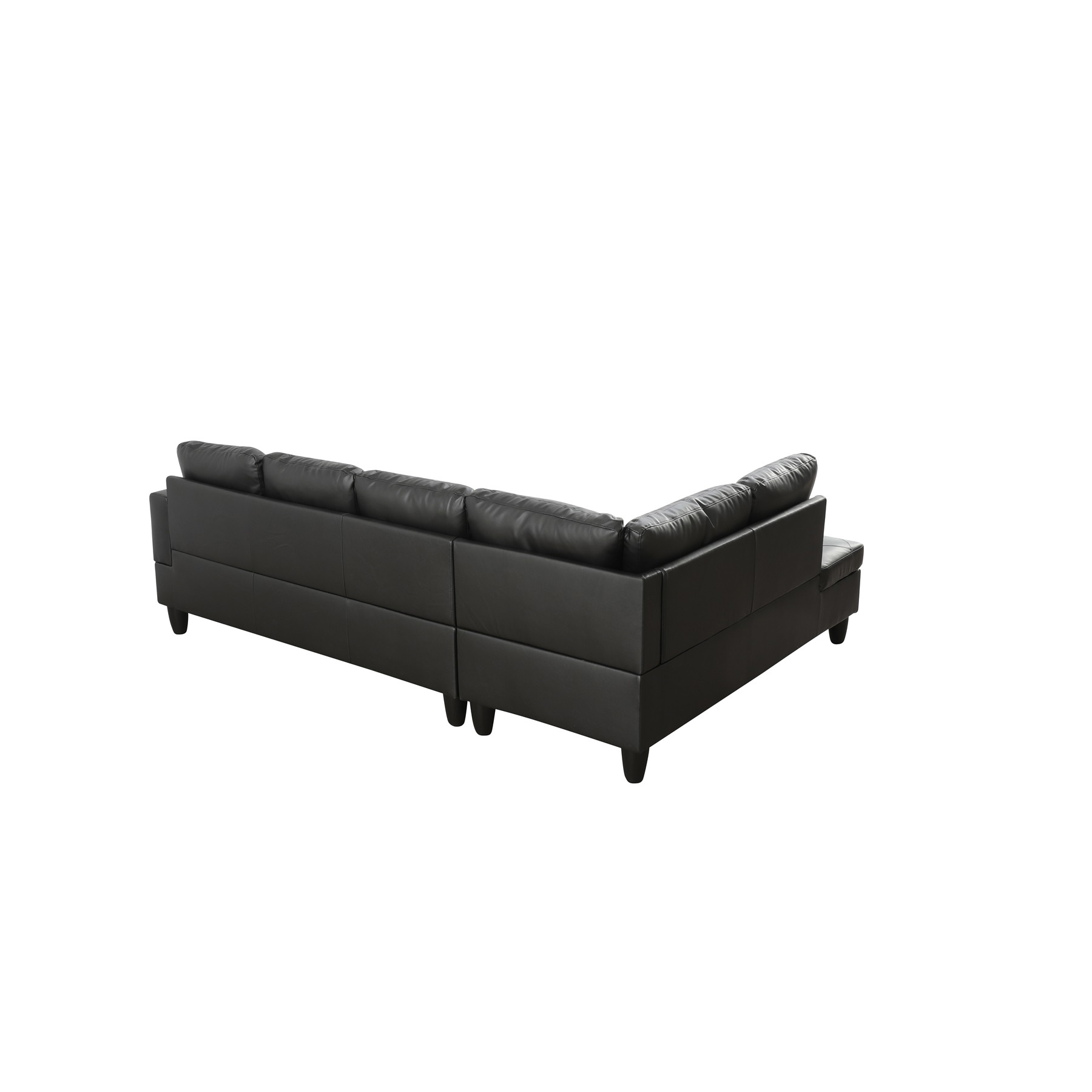 Hommoo 2-Piece Faux Leather L-Shaped Sectional Couches and Sofa Set, Modern Living Room Furniture Set, No Ottoman, Left Side, Black