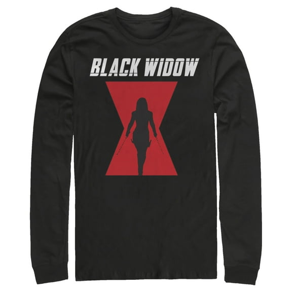 Men's Marvel Black Widow Hourglass Silhouette  Long Sleeve Shirt Black Medium