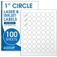 thumbnail image 1 of duomi-Printable Circle Laser Label - 1" - White, 100 Sheets, 6300 Total Labels | Multipurpose Label Ideal for Pricing, Product Labeling & More | Inkjet/Laser Printer, 1 of 4