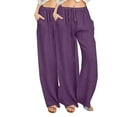 thumbnail image 1 of FNFYFH Clearance Ladies Plus Size Casual Long Linen Pants Solid, 1 of 5