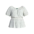 thumbnail image 5 of Terra & Sky Women's Peplum Top with Short Puff Sleeves, Sizes 0X-5X, 5 of 5
