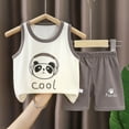 thumbnail image 2 of CAUYDY Toddler Baby 2-7T Little Boy Summer Pajamas Set Casual Wear for Baby Boys 2Pcs Adorable Print Sleeveless Shirt + Elastic Shorts 9-18M Kids Sleepwear (Sizes 3-4 Years,L4-Dark Gray), 2 of 4