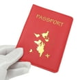 thumbnail image 3 of Unique Bargains 1 Pc Passport Holder Gold-stamped Map Passport Sleeve Red, 3 of 5