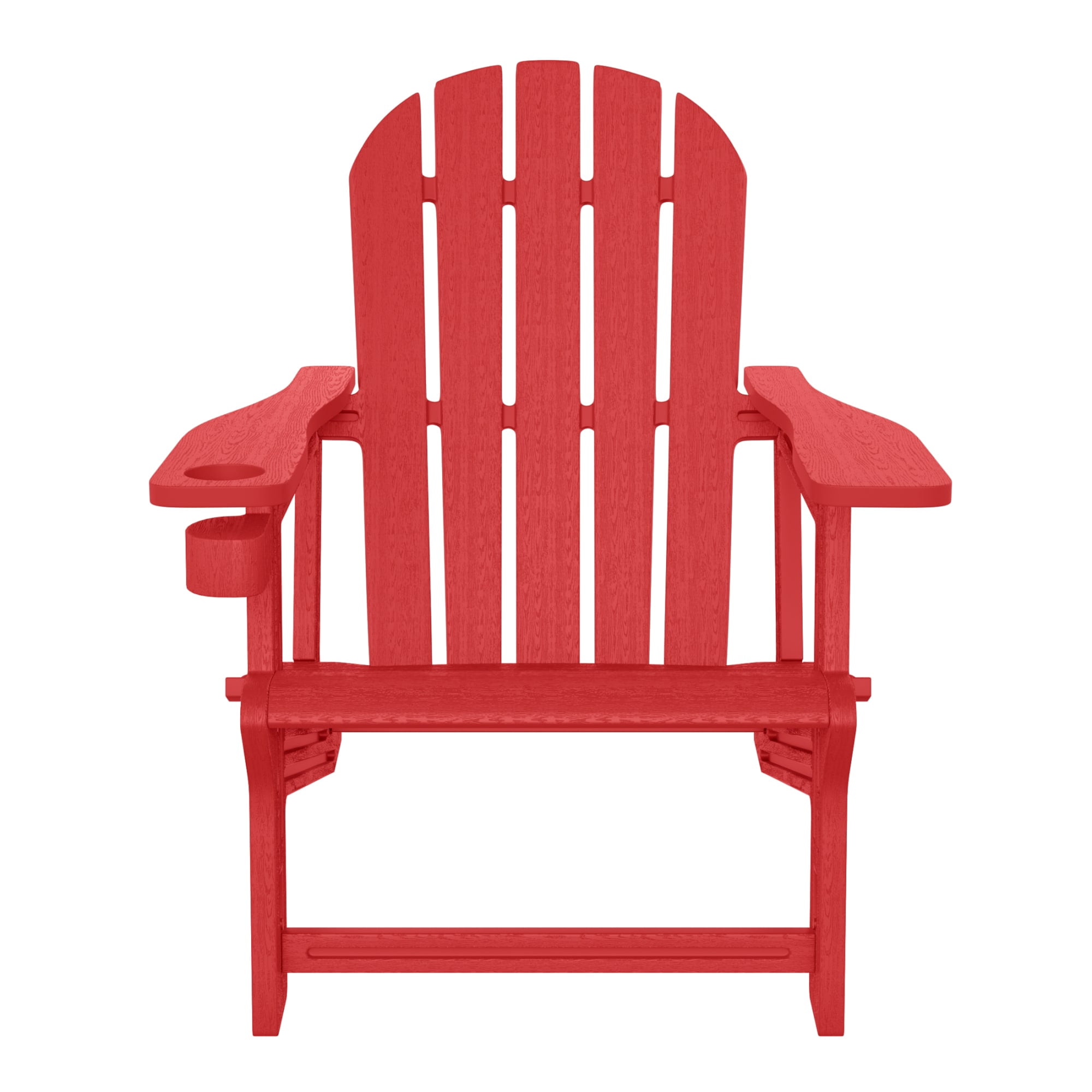 WestinTrends Tool-Free Assembly Outdoor Patio HDPE Plastic Adirondack Chair with Cup Holder, Red