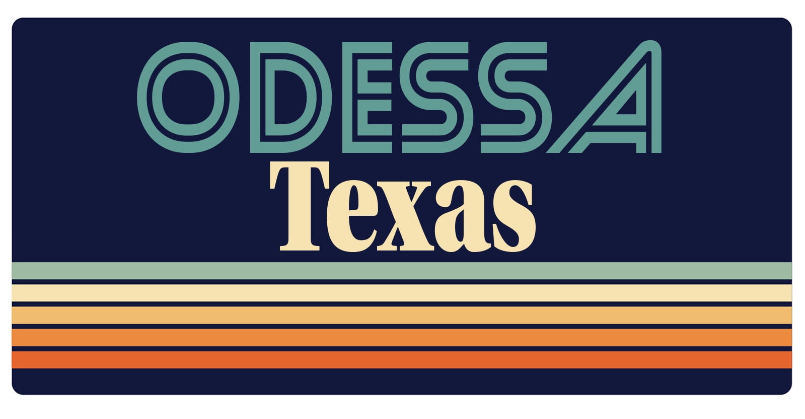 Odessa Texas 5 x 2.5-Inch Vinyl Decal Sticker Retro Design - Walmart.com
