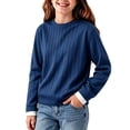 thumbnail image 4 of HAiming Kids Pullover Shirts Long Sleeve Ribbed Knit Fleece Crew Neck Casual Undershirts Fall Winter Outdoors Tops, 4 of 7