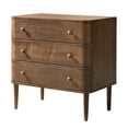 thumbnail image 2 of 26" Modern 3 Drawers End Table Curved Table with Charging Station for Living Room Walnut, 2 of 5