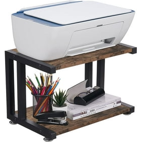 Cheflaud Printer Stand with 2 Tier Storage Shelves, Multi-Purpose Desk Organizer, Brown