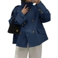 thumbnail image 2 of Double Breasted Women Long Sleeved Casual Trench Coat Lapel Jacket, 2 of 6