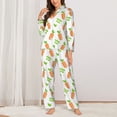 thumbnail image 2 of Lsque Vegan Fruit Carrot Pattern Long Sleeve Pajama Set for Women - Soft 2-Piece Sleepwear and Loungewear Set with Pockets, Comfy Nightwear-X-Large, 2 of 7