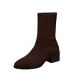 thumbnail image 2 of Fnooota Women's Mid Calf Boots, Non Slip Block Heel Slip On Comfort Fall Winter Shoes Brown Size 8.5, 2 of 7