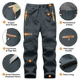thumbnail image 4 of FEN AI Boy's Fleece Lined Hiking Pants Waterproof Windproof Outdoor Trousers Youth Soft Shell Expandable Waist Warm Snow Ski Pants, 4 of 8