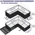 thumbnail image 2 of Estante de ducha con ganchos, organizador adhesivo sin perforaciones, resistente al óxido y al agua, almacenamiento multiusos para baño y cocina (2 piezas), 2 of 6