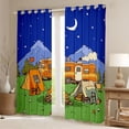 thumbnail image 2 of Castle Fairy Retro Camping Scene Curtains Pack of 2 (42x84 Each) for Kids, Night Art Curtains Blackout for Bedroom, Orange Blue, 2 of 6