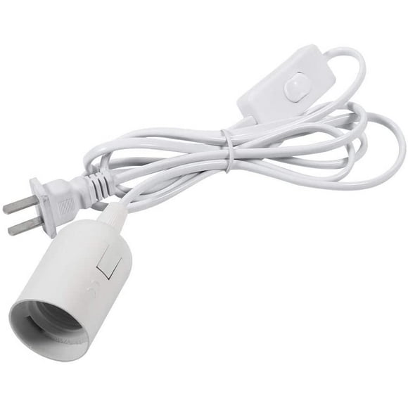 Pendant Light Socket Holder with Extension Hanging Lantern Cord Cable E27 Base Lamp Chandeliers ON/Off Switch for Restaurant Kitchen Bedroom(White-US Plug)