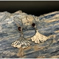 thumbnail image 2 of Solid 925 Sterling Silver Gingko Leaf Dangle Drop Earrings For Women, Natural Garnet Gemstone Amazing Handmade January Birthstone Jewelry, 2 of 3