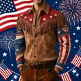 thumbnail image 2 of Telankuip American Independence Day Vintage Tassel Printed Men's Shirts USA 250th Anniversary Long Sleeve Button down Casual Top July 4th Celebration Cowboy Style Shirts 10-Red XL, 2 of 5