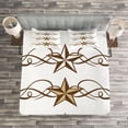 thumbnail image 3 of Ambesonne Prehistoric Country Quilted Bedspread Set 3 Pcs, Western, King Size, Brown Pale Coffee, 3 of 3