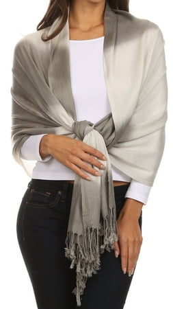 Sakkas Vicki Trendy Ombre Stripe Tie Dye Pashmina/ Shawl/ Wrap/ Stole - Grey - OS