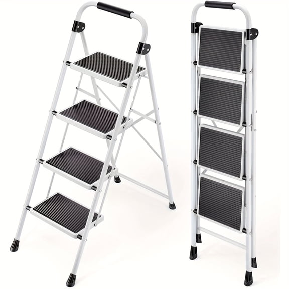 4-Step Folding Step Ladder — Heavy-Duty Anti-Slip Pedals & Comfortable Handrails, 330 lb Capacity