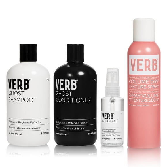 Verb Ghost Shampooing & après-Shampooing Duo, 12 fl oz + Verb Volume Vaporisateur Texture Sèche, 5 oz + Verb Ghost Oil, Ensemble de 2oz