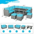 thumbnail image 4 of Costway 7 PCS Patio Rattan Dining Set Sectional Sofa Couch Ottoman Garden  Turquoise, 4 of 10