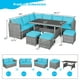 Costway 7 PCS Patio Rattan Dining Set Sectional Sofa Couch Ottoman Garden  Turquoise - image 4 of 10