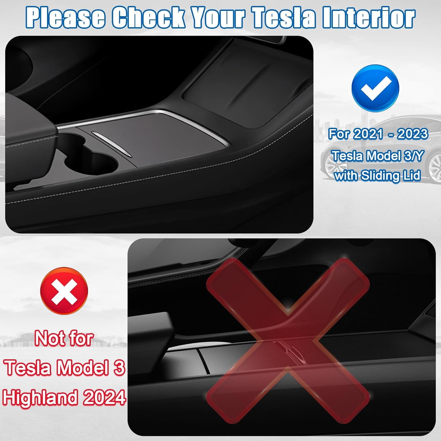 XINTUO 5Pcs Tesla Model Y Center Console Organizer Tray with Armrest Drawer & Cup Holders 2021-2025(Not for Model 3 2024)