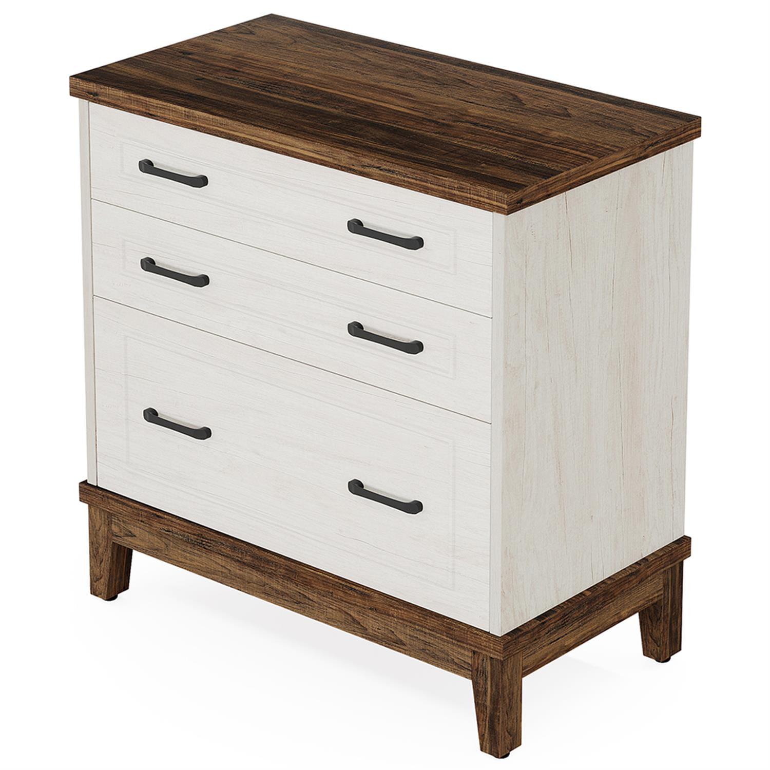 Demi Bonn 3-Drawer File Cabinet, Wood Lateral Filing Cabinet for Home Office, Printer Stand, for A4, Letter-Size Documents, Storage Cabinet for Home Office, Beige