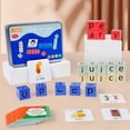 thumbnail image 2 of Bloques de construcción de lectura de madera para niños, juguete de aprendizaje del alfabeto Montessori, juego de palabras, con 54 tarjetas, 2 of 4