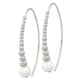 thumbnail image 4 of Auriga Fine Jewelry 925 Sterling Silver Polished Beaded Simulated Pearl Threader Dangle Earrings for Women, 4 of 5