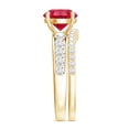 thumbnail image 3 of Rosec Jewels Lab Grown Ruby Wedding Bridal Ring Set - AAAA Grade Certified - Ruby Engagement Ring with Band - with Jewelry Box, 18K Yellow Gold, US 10.00, 3 of 8